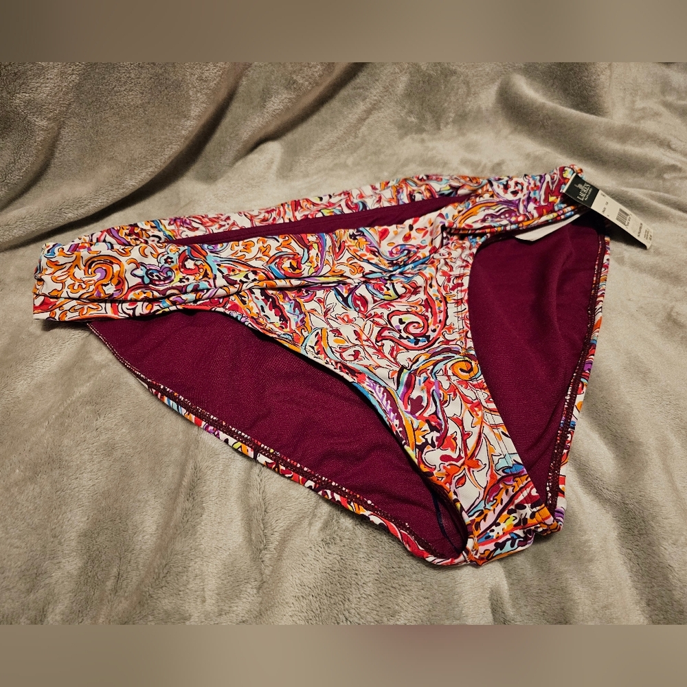 Ralph Lauren Multicolored Paisley Hipster Swim Bottoms, Size 16 L NWT Bikini